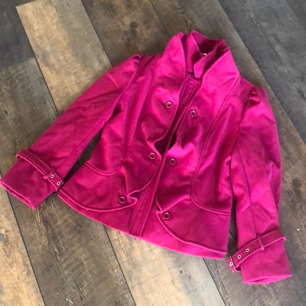 Gorgeous Desmoiselle NWOT Fuscia Ruffle Pea Coat